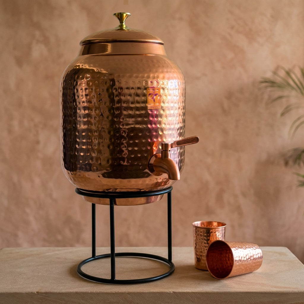 Ayurvedic Copper Water Dispenser Set
