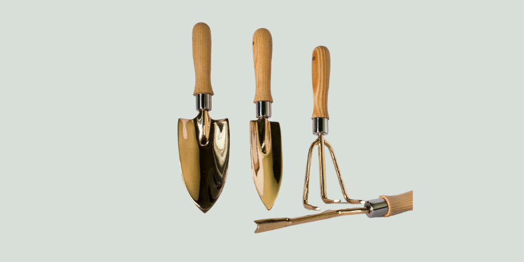 Set of Handcrafted Copper Garden Tools