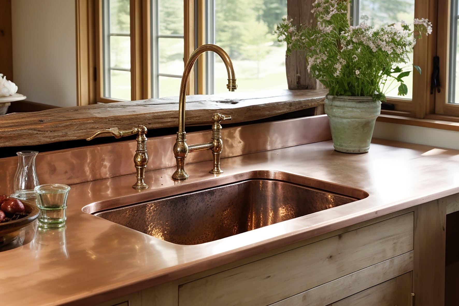 Undermount copper kitchen sink
