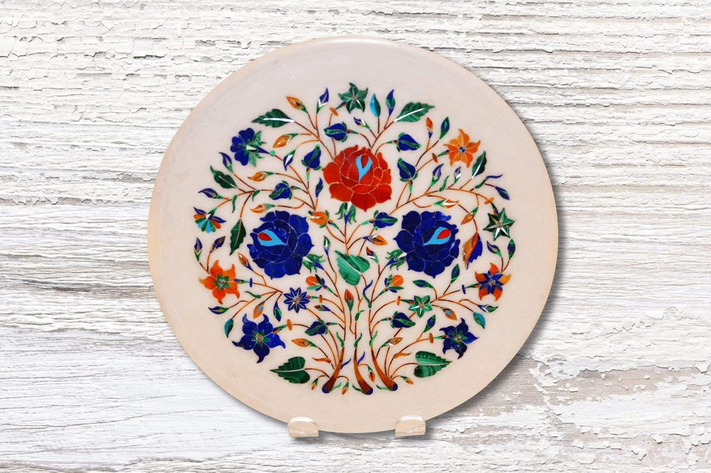 9" Marble Plate 2 - Kaarigar Handicrafts Inc.