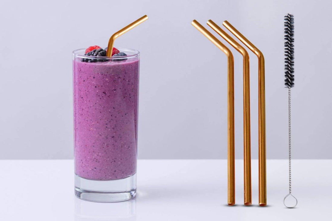 Pure copper straws, reusable eco-friendly copper straw set by Kaarigar Handicrafts