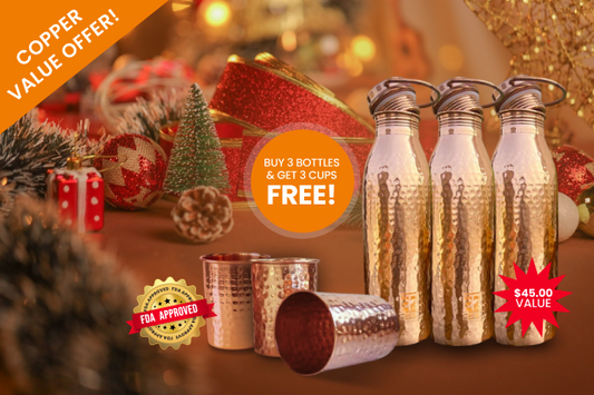 Buy 3 Bottles and get 3 12 oz Copper Cups Free ($45.00 value)