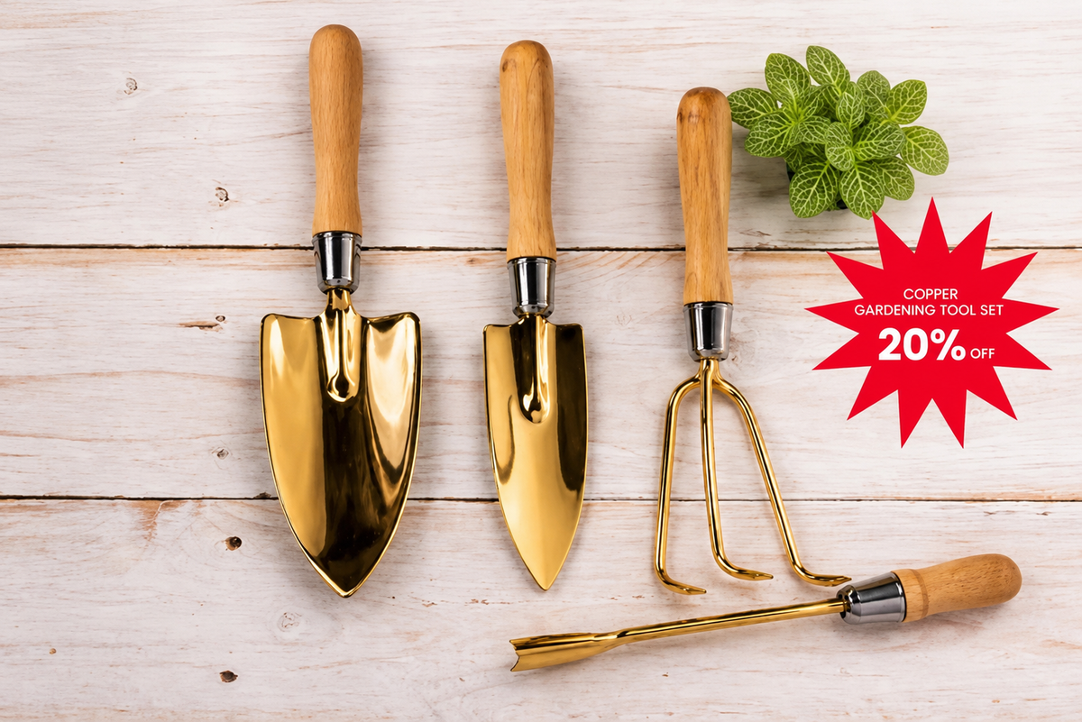 Handmade Copper Gardening Tool Set