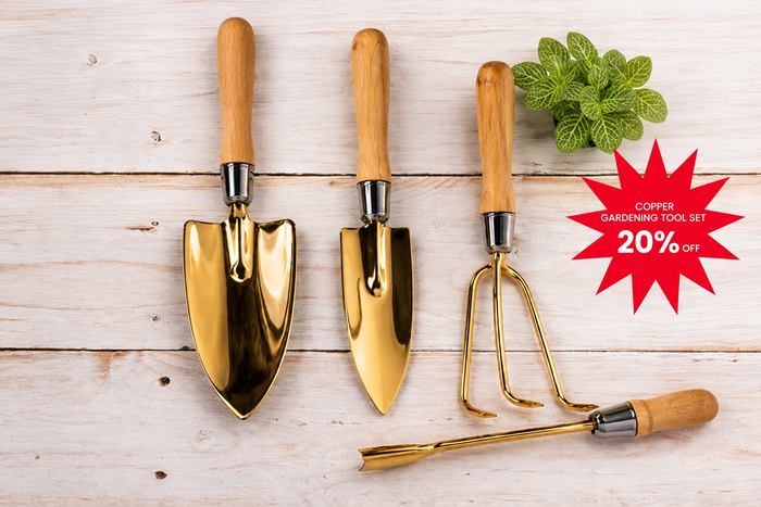 Handmade Copper Gardening Tool Set