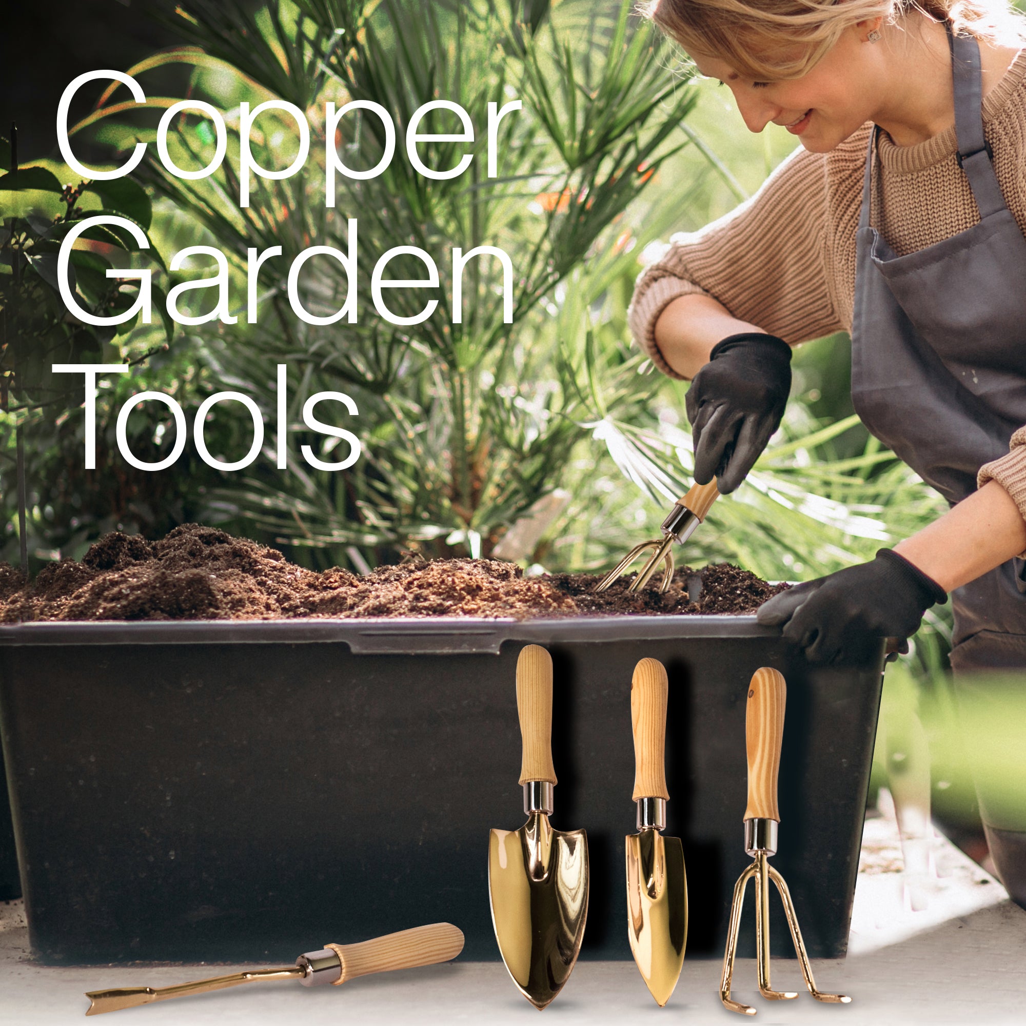 Mini outils en cuivre de luxe personnalisés outils de jardin